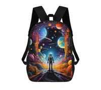 sinyumoney Zaino 3D per bambini, impermeabile, stile scolaro, carino e alla moda, per ragazze e ragazzi., Astronaut In Cosmic Garden, 17"