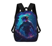 sinyumoney Zaino 3D per bambini, impermeabile, stile scolaro, carino e alla moda, per ragazze e ragazzi., Astronaut In Space Portal -2, 17"