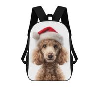 sinyumoney Zaino 3D Per Bambini Russian Blue Cat with Santa Hat Borse Stampate Borsa Da Scuola Zaino Leggero Zaino Alla Moda E Divertente Per Bambini, Christmas Poodle Dog With Santa Hat, 17"