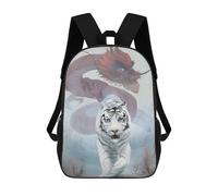sinyumoney Zaino 3D Per Bambini Whimsical Leone Cub Garden Borse Stampate Borsa Da Scuola Zaino Leggero Zaino Alla Moda E Divertente Per Bambini, Dragon And White Tiger, 17"