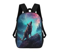 sinyumoney Zaino 3D Per Bambini Wolf Sky Night Moon Animale Borse Stampate Borsa Scuola Zaino Leggero Zaino Alla Moda E Divertente Per I Bambini, Black Wolf, 17"