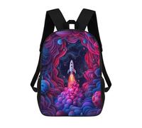 sinyumoney Zaino 4 Ragazze Red Squirrel Wedding Zaino Scuola Ragazzo Stampato 3D, Zaino Casual E Leggero Per Collegiani, Space Rocket 3D, 17"