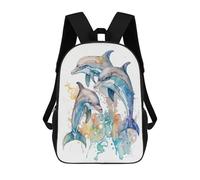 sinyumoney Zaino Bambino Cartone Animato Tedesco Shorthaired Pointer 17 Pollice Zaino Da Viaggio Casual Stampato 3D Grande Zaino Per Ragazzi E Ragazze, Dolphins Watercolor Art, 17"