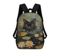 sinyumoney Zaino Bossy Cat Throne Crown Zaino Scuola Stampato 3D Per Ragazzi E Ragazze Zaino Per Computer Portatile Per Bambini/Studenti/Adulti, Hiding Black Cat Creek, 17"