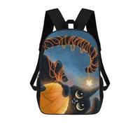 sinyumoney Zaino con stampa 3D Bear VS Bull Crypto Trade Borsa da scuola leggera per bambini, ideale per viaggi e lezioni, per studenti universitari e colleghi, Rolled Black Cat, 17"