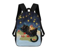 sinyumoney Zaino con stampa 3D Bear VS Bull Crypto Trade Borsa da scuola leggera per bambini, ideale per viaggi e lezioni, per studenti universitari e colleghi, Sleeping Cat Under Starry Sky, 17"