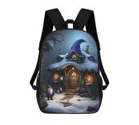 sinyumoney Zaino con stampa 3D per bambini Bear Soldier Funny, zaino alla moda per scuola, viaggi e tempo libero, grande zaino da giorno per ragazzi e ragazze, Mushroom House Fantasy, 17"