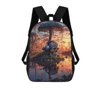 sinyumoney Zaino con stampa 3D per bambini Bear Soldier Funny, zaino alla moda per scuola, viaggi e tempo libero, grande zaino da giorno per ragazzi e ragazze, Mushroom Swamp Skull Music, 17"