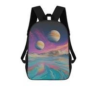 sinyumoney Zaino con stampa 3D per bambini Bear Soldier Funny, zaino alla moda per scuola, viaggi e tempo libero, grande zaino da giorno per ragazzi e ragazze, Two Planets Over A Desert, 17"