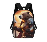 sinyumoney Zaino con stampa 3D per bambini Bear Soldier Funny, zaino alla moda per scuola, viaggi e tempo libero, grande zaino da giorno per ragazzi e ragazze, Bear Sword Fantasy, 17"