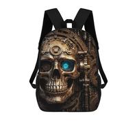 sinyumoney Zaino con stampa 3D per bambini Bear Soldier Funny, zaino alla moda per scuola, viaggi e tempo libero, grande zaino da giorno per ragazzi e ragazze, Eerie Steampunk Skull, 17"