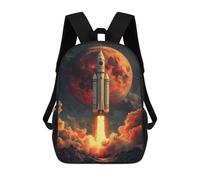 sinyumoney Zaino con stampa 3D per bambini Bear Soldier Funny, zaino alla moda per scuola, viaggi e tempo libero, grande zaino da giorno per ragazzi e ragazze, Rocket Launch To Mars, 17"