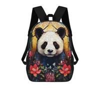 sinyumoney Zaino con stampa 3D per bambini Galactic Infinity, zaino alla moda per scuola, viaggi e tempo libero, grande zaino da giorno per ragazzi e ragazze, Panda Bear Stained Glass, 17"