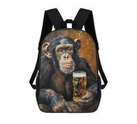 sinyumoney Zaino con stampa 3D per bambini Galactic Infinity, zaino alla moda per scuola, viaggi e tempo libero, grande zaino da giorno per ragazzi e ragazze, Beer Drinking Monkey, 17"