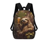 sinyumoney Zaino con stampa 3D per bambini Galactic Infinity, zaino alla moda per scuola, viaggi e tempo libero, grande zaino da giorno per ragazzi e ragazze, Beer Drinking Sloth, 17"