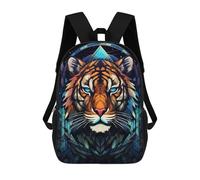 sinyumoney Zaino con stampa 3D per bambini Galactic Infinity, zaino alla moda per scuola, viaggi e tempo libero, grande zaino da giorno per ragazzi e ragazze, Tiger Stained Glass, 17"