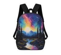 sinyumoney Zaino con stampa 3D per bambini Kitty Pirata, zaino alla moda per scuola, viaggi e tempo libero, grande zaino per ragazzi e ragazze, Mountain Sunfall, 17"