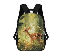 sinyumoney Zaino con stampa 3D per bambini Wolf Howling Moon Night, zaino alla moda per scuola, viaggi e tempo libero, grande zaino per ragazzi e ragazze, Fawn In Sunlit Glade, 17"