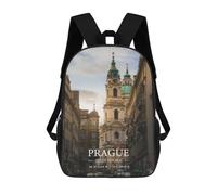 sinyumoney Zaino con stampa 3D Winter Peak Reflection Borsa da scuola leggera per bambini, ideale per viaggi e lezioni, per studenti universitari e colleghi, Praga, 17"