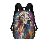 sinyumoney Zaino da scuola per bambini stampato 3D (dimensioni: pittura dalmata) - grande capacità, zaini da viaggio alla moda, zaini per la scuola per bambini, Saluki Painting, 17"