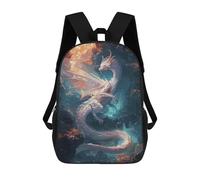 sinyumoney Zaino da scuola retrò Fantasy Dragon Beast, stampato 3D, zaino per computer portatile, per ragazzi e ragazze, per bambini/studenti/adulti, Fantasy Beast White Dragon, 17"
