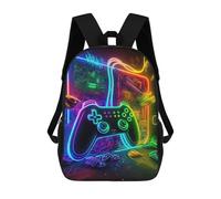 sinyumoney Zaino Neon Cityscape Future Vision -1 borse per la scuola, zaini da viaggio, borsa per libri, zaino per cartoni animati con grande capacità per ragazzi e ragazze, Neon Gaming Controller