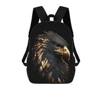 sinyumoney Zaino nero e oro Koi Fish Zaino scolastico stampato 3D per ragazzi e ragazze, zaino per computer portatile per bambini/studenti/adulti, Black and Gold Eagle, 17"