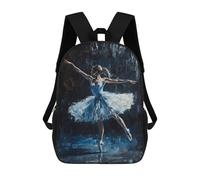 sinyumoney Zaino Per Bambini 3D Ballet Dancer in Blue Ballet Wall Art Borse Stampate Zaino Scolastico Borse Scolastiche Leggere Zainetto Divertente Alla Moda Zaino Per Studenti Per Bambini 17inch