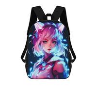 sinyumoney Zaino Per Bambini 3D Cat Girls Anime Neon Borse Stampate Zaino Scolastico Borse Scolastiche Leggere Zainetto Divertente Alla Moda Zaino Per Studenti Per Bambini 17inch