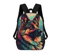 sinyumoney Zaino Per Bambini 3D Colorful German Shepherd Portrait -3 Borse Stampate Zaino Scolastico Borse Scolastiche Leggere Zainetto Divertente Alla Moda Zaino Per Studenti Per Bambini 17inch