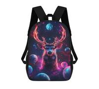 sinyumoney Zaino Per Bambini 3D Cosmic Deer Neon Space Planets Borse Stampate Zaino Scolastico Borse Scolastiche Leggere Zainetto Divertente Alla Moda Zaino Per Studenti Per Bambini 17inch