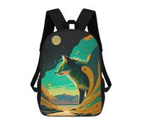 sinyumoney Zaino Per Bambini 3D Fox in Abstract Landscape Borse Stampate Zaino Scolastico Borse Scolastiche Leggere Zainetto Divertente Alla Moda Zaino Per Studenti Per Bambini 17inch