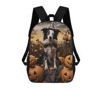 sinyumoney Zaino Per Bambini 3D Halloween Dog in Witch Hat Borse Stampate Zaino Scolastico Borse Scolastiche Leggere Zainetto Divertente Alla Moda Zaino Per Studenti Per Bambini 17inch