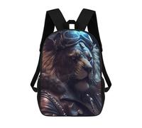 sinyumoney Zaino Per Bambini 3D Lion Biker Artwork Borse Stampate Zaino Scolastico Borse Scolastiche Leggere Zainetto Divertente Alla Moda Zaino Per Studenti Per Bambini 17inch