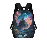 sinyumoney Zaino Per Bambini 3D Mystical Moonlit Castle Borse Stampate Zaino Scolastico Borse Scolastiche Leggere Zainetto Divertente Alla Moda Zaino Per Studenti Per Bambini 17inch