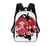 sinyumoney Zaino Per Bambini 3D Orcas in The Great Wave Borse Stampate Zaino Scolastico Borse Scolastiche Leggere Zainetto Divertente Alla Moda Zaino Per Studenti Per Bambini 17inch