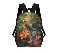 sinyumoney Zaino Per Bambini 3D Parrot in Tropical Paradise Borse Stampate Zaino Scolastico Borse Scolastiche Leggere Zainetto Divertente Alla Moda Zaino Per Studenti Per Bambini 17inch