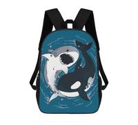 sinyumoney Zaino Per Bambini 3D Shark And Killer Whale Borse Stampate Zaino Scolastico Borse Scolastiche Leggere Zainetto Divertente Alla Moda Zaino Per Studenti Per Bambini 17inch