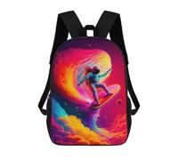 sinyumoney Zaino Per Bambini 3D Space Surfer Cosmic Wave Ride Borse Stampate Zaino Scolastico Borse Scolastiche Leggere Zainetto Divertente Alla Moda Zaino Per Studenti Per Bambini 17inch