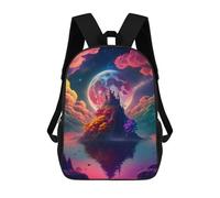 sinyumoney Zaino per bambini 3D stampato per studenti, zaini scolastici, borse a tracolla per libri, Enchanted Isle With Castle -1, 17"
