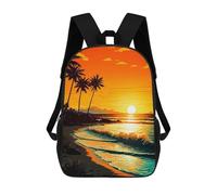 sinyumoney Zaino Per Bambini 3D Sunset Palm Beach Borse Stampate Zaino Scolastico Borse Scolastiche Leggere Zainetto Divertente Alla Moda Zaino Per Studenti Per Bambini 17inch