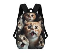 sinyumoney Zaino Per Bambini 3D Surprised Cats Compilation-1 Borse Stampate Zaino Scolastico Borse Scolastiche Leggere Zainetto Divertente Alla Moda Zaino Per Studenti Per Bambini 17inch