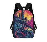 sinyumoney Zaino Per Bambini 3D Vibrant Cityscape with Gaming Controller Borse Stampate Zaino Scolastico Borse Scolastiche Leggere Zainetto Divertente Alla Moda Zaino Per Studenti Per Bambini 17inch