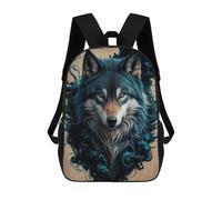 sinyumoney Zaino Per Bambini 3D Wolf in Blue Smoke Borse Stampate Zaino Scolastico Borse Scolastiche Leggere Zainetto Divertente Alla Moda Zaino Per Studenti Per Bambini 17inch