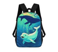 sinyumoney Zaino Per Bambini Beluga & Whale, An Ocean Light Dance Zaino Scolastico 3D Borsa Scolastica Zaino Scolastico Per Bambini Borse Scolastiche Zaino Alla Moda Con Tasca Borse Per Libri 17inch