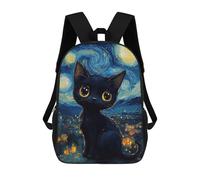 sinyumoney Zaino Per Bambini Black Cat Starry Night Per Ragazzi E Ragazze, Zaino Da Viaggio Per Bambini, Zaino Scolastico Per Adolescenti 17inch