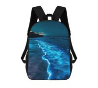 sinyumoney Zaino Per Bambini Blue Glowing Beach at Night Per Ragazzi E Ragazze, Zaino Da Viaggio Per Bambini, Zaino Scolastico Per Adolescenti 17inch