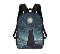 sinyumoney Zaino Per Bambini, Borsa Scolastica Black Cat Under The Moon Zaino Per Studenti Di Grande Capacità, Zaino Per Ragazzi, Ragazze, Adulti, Adolescenti 17inch