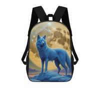 sinyumoney Zaino Per Bambini, Borsa Scolastica Blue Wolf Moon Zaino Per Studenti Di Grande Capacità, Zaino Per Ragazzi, Ragazze, Adulti, Adolescenti 17inch