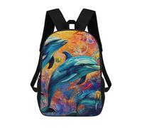 sinyumoney Zaino Per Bambini, Borsa Scolastica Colorful Dolphins Underwater-4 Zaino Per Studenti Di Grande Capacità, Zaino Per Ragazzi, Ragazze, Adulti, Adolescenti 17inch